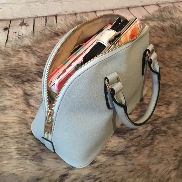 Handbags - Mini Satchel Handbag w/ Shoulder Strap (Blue)